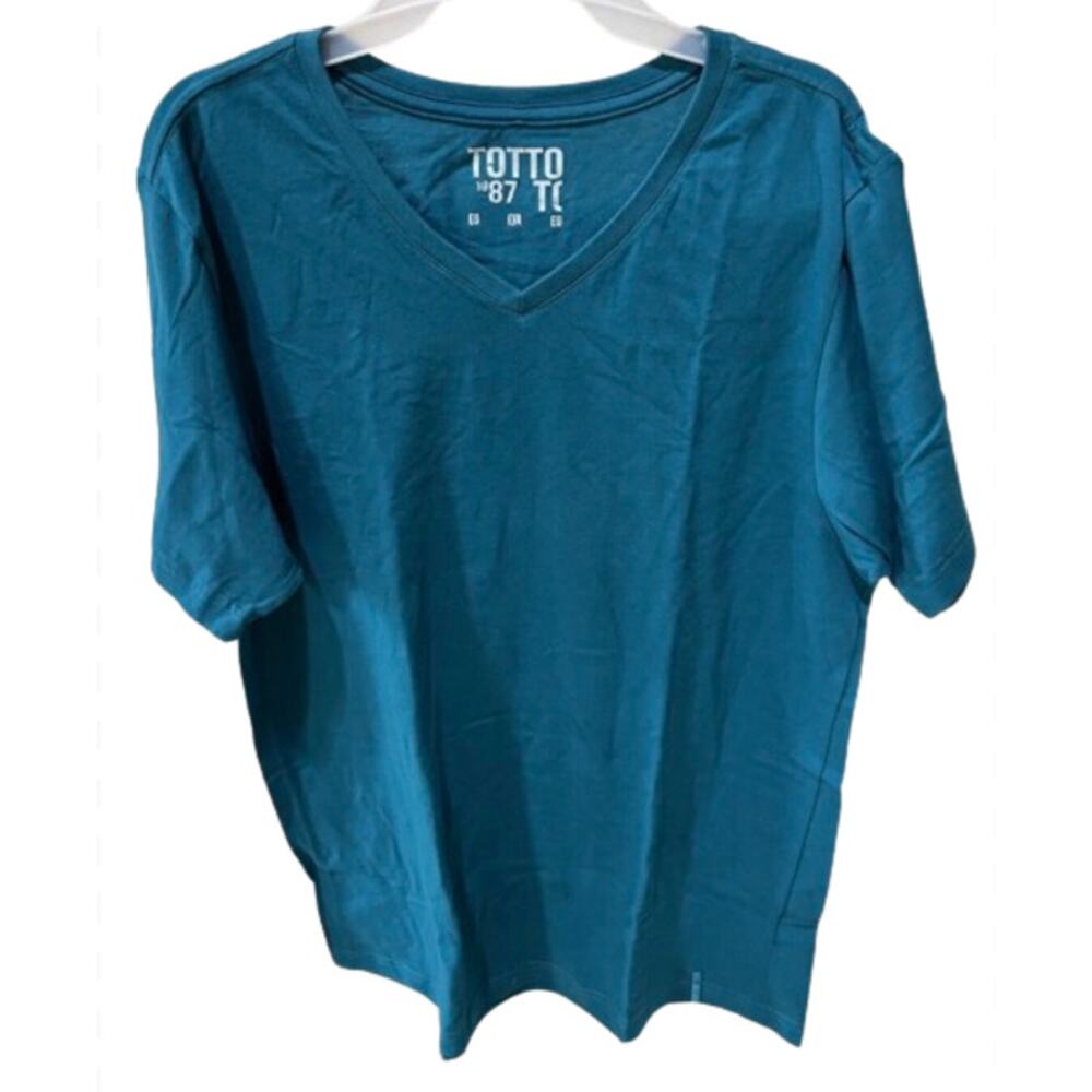 Totto 1987 Short Sleeve V-Neck T-Shirt Teal Green Tagless Made In Colombia EUC
